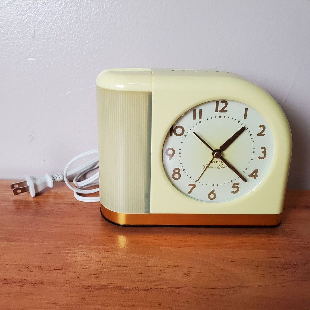 Big Ben Moon Beam Clock Yellow Tested Working Retro Westclox Analog Electric